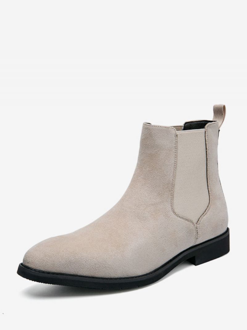 Herrestøvler Chelsea Boots Camel Pu-skinn Ankelstøvler Med Spisse Tå - Beige