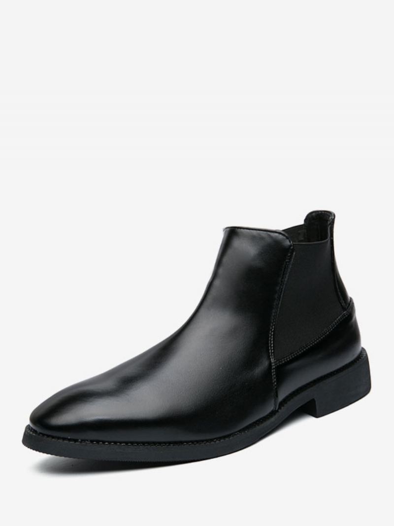 Herrestøvler Chelsea Boots Pu-skinn Rund Tå - Sort