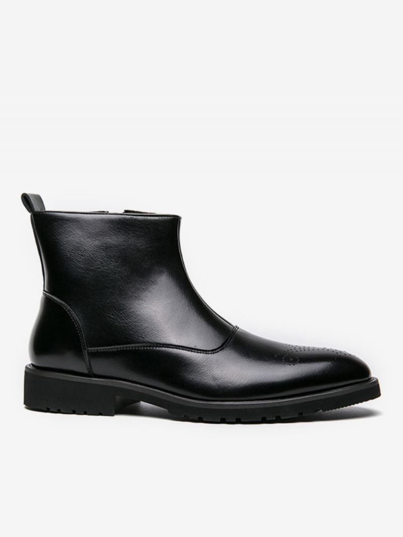 Herrestøvler Chelsea Boots Pu-skinn Rund Tå - Sort