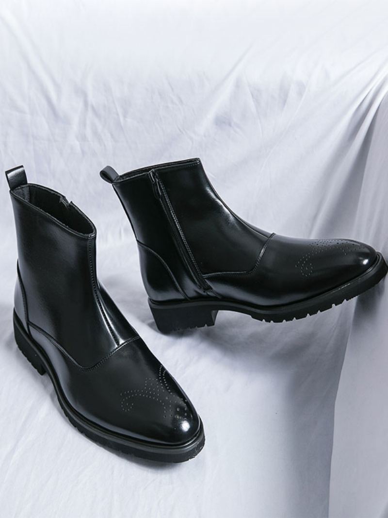 Herrestøvler Chelsea Boots Pu-skinn Rund Tå - Sort