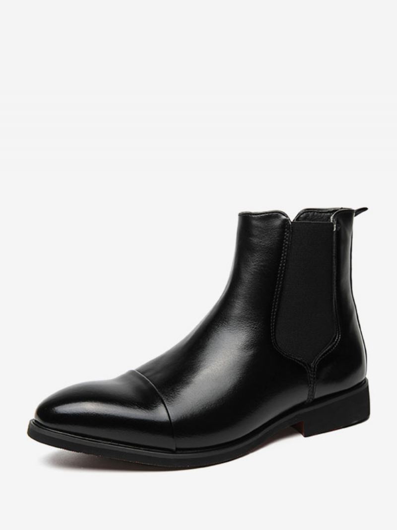 Herrestøvler Chelsea Boots Pu-skinn Rund Tå - Sort