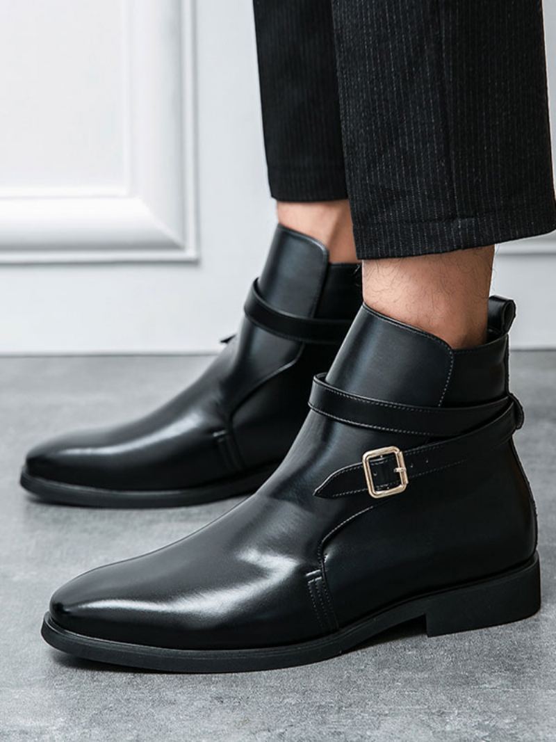 Herrestøvler Chelsea Boots Pu-skinn Rund Tå - Sort