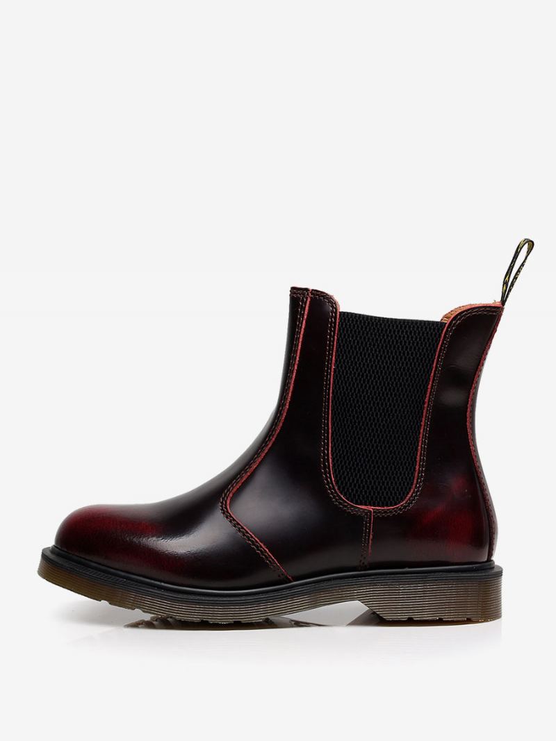 Herrestøvler Chelsea Boots Pu-skinn Rund Tå - Burgund