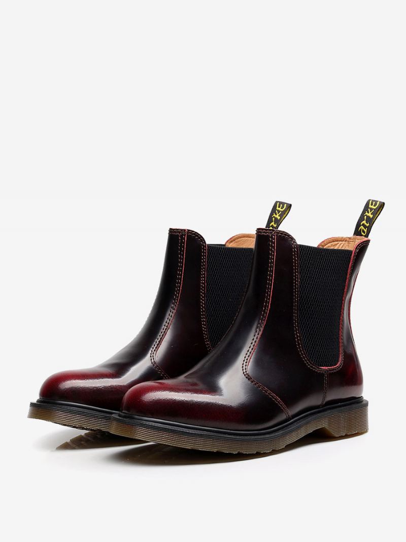 Herrestøvler Chelsea Boots Pu-skinn Rund Tå - Burgund