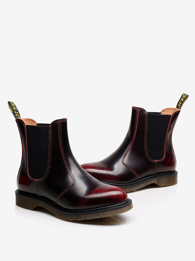 Herrestøvler Chelsea Boots Pu-skinn Rund Tå - Burgund