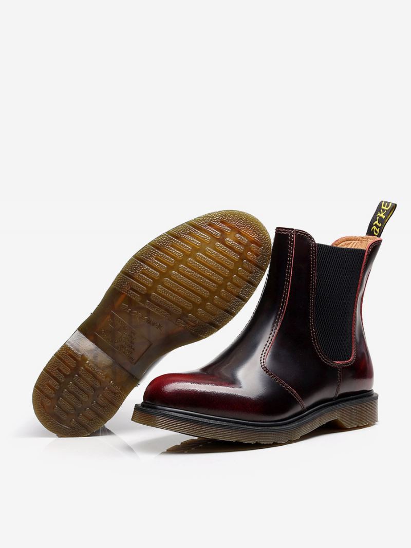 Herrestøvler Chelsea Boots Pu-skinn Rund Tå - Burgund