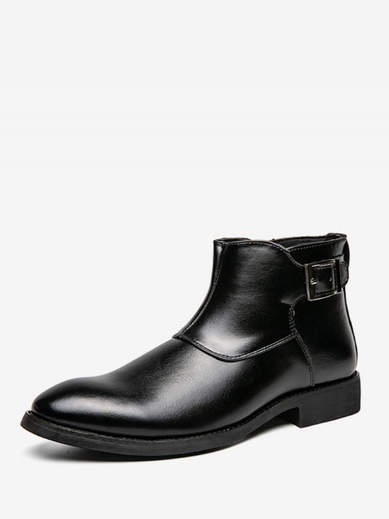 Herrestøvler Chelsea Boots Pu-skinn Rund Tå - Sort