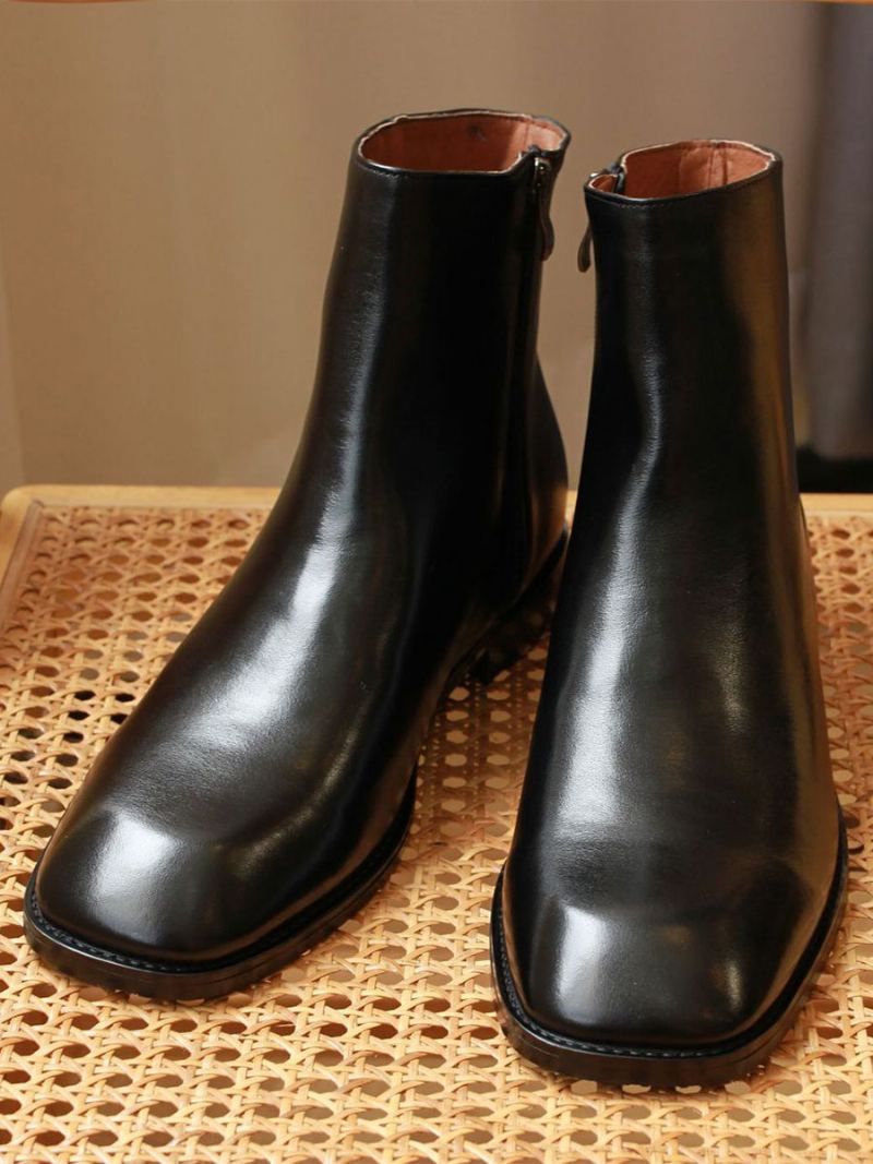 Herrestøvler Chelsea Boots Svart Kuskinn Firkantet Tå - Svart