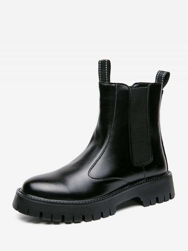 Herrestøvler Chelsea Boots Svart Kuskinn Rund Tå