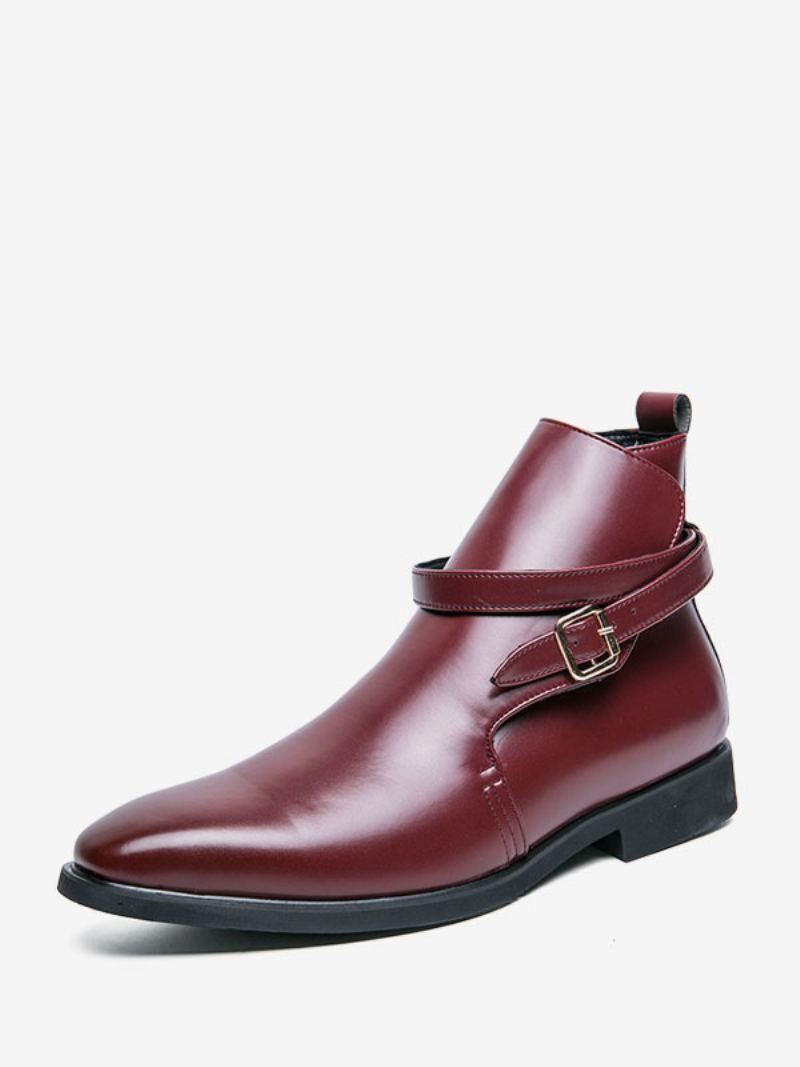 Herrestøvler Chelsea Boots Svart Pu-skinn Jodhpur-støvler Ankelstøvler - Rød