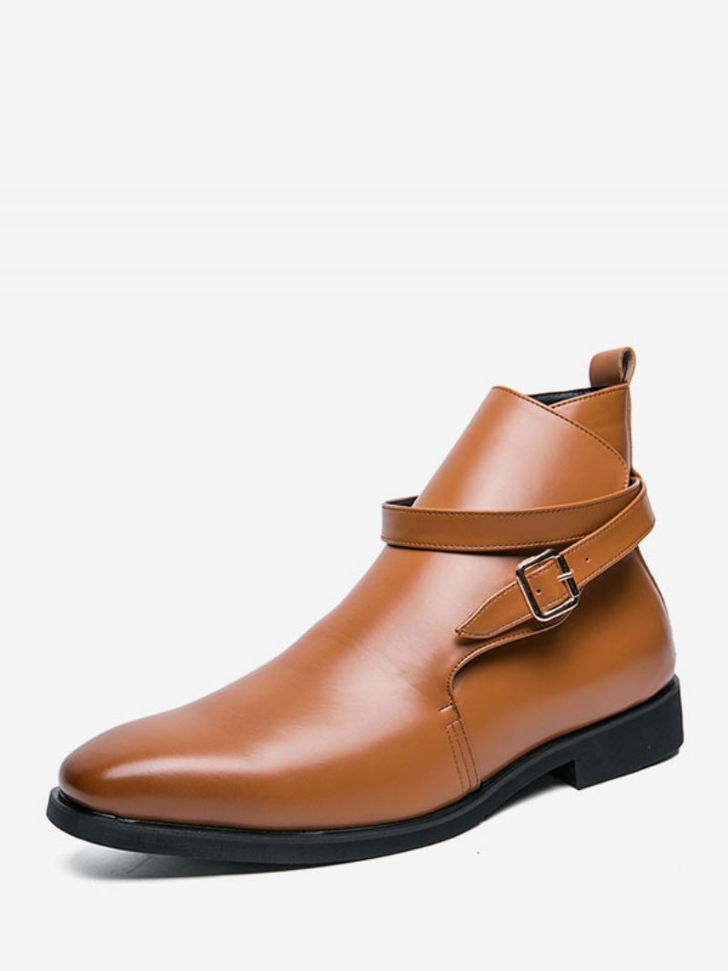 Herrestøvler Chelsea Boots Svart Pu-skinn Jodhpur-støvler Ankelstøvler - Kaffe Brun