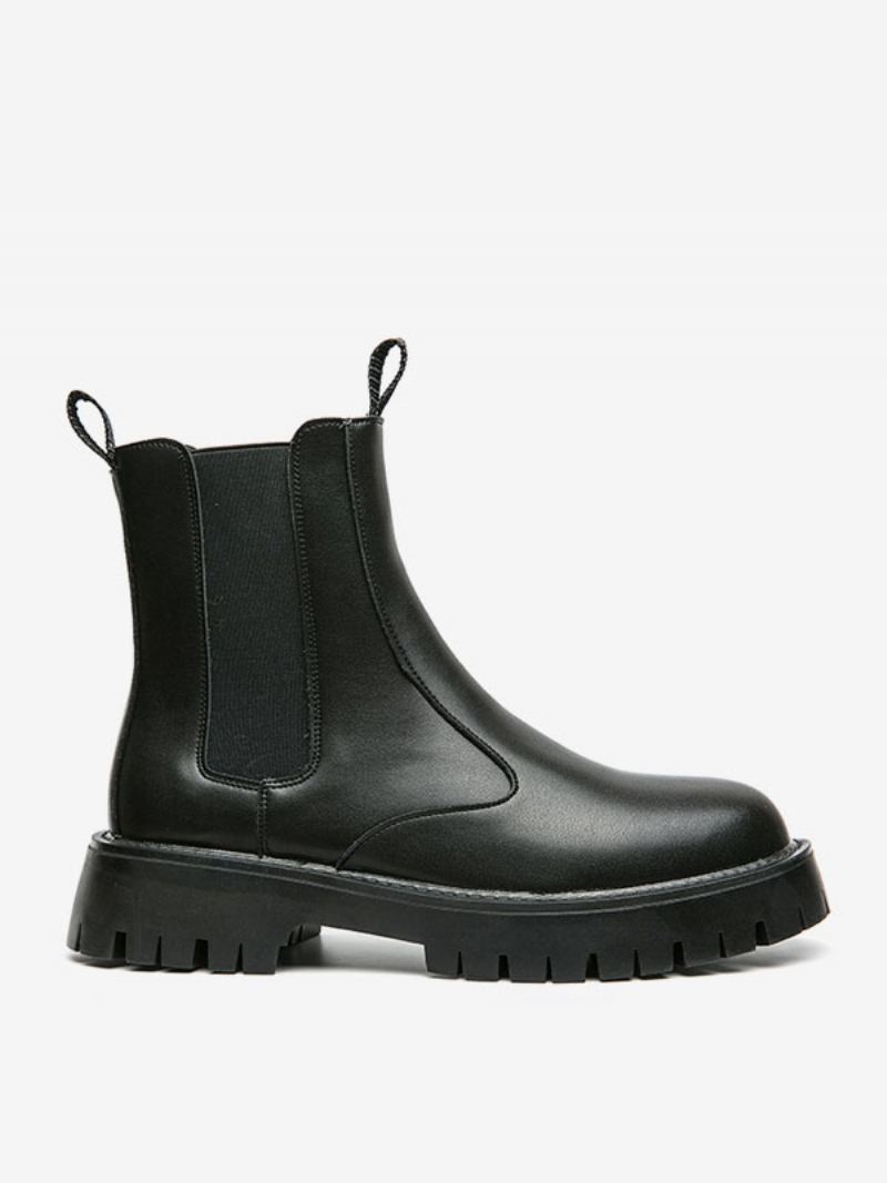 Herrestøvler Chelsea Boots Svart Pu-skinn Rund Tå - Svart