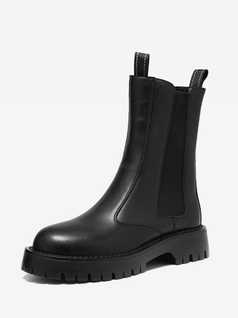 Herrestøvler Chelsea Boots Svart Pu-skinn Rund Tå