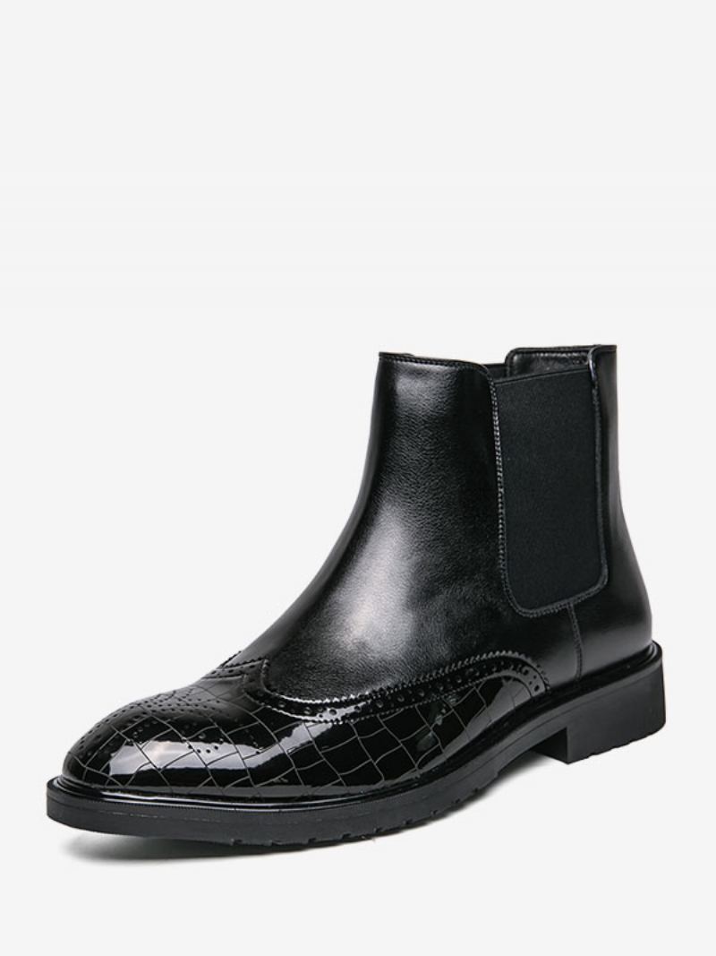 Herrestøvler Chelsea Boots Svart Pu-skinn Rund Tå