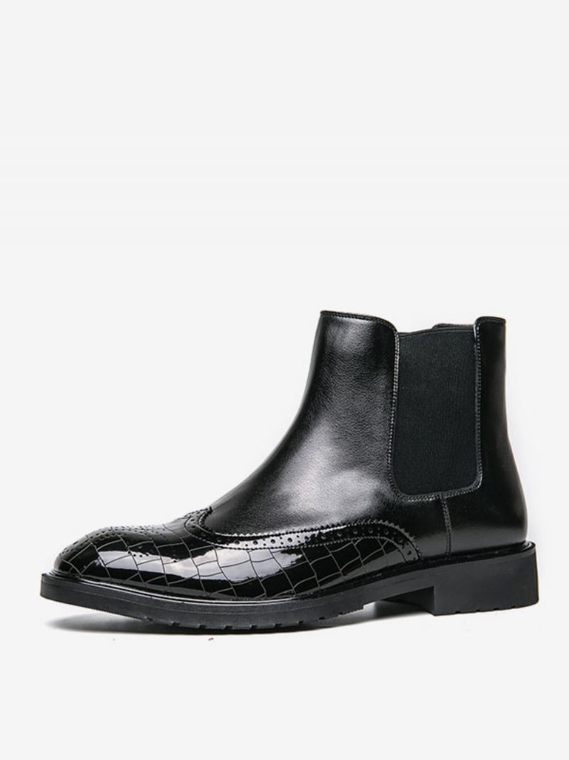 Herrestøvler Chelsea Boots Svart Pu-skinn Rund Tå - Svart