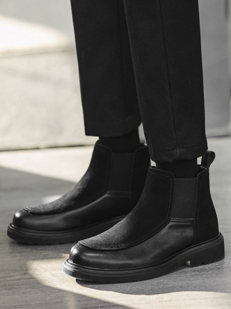 Herrestøvler Chelsea Boots Svart Semsket Skinn Lukket Tå