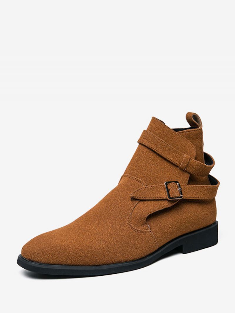 Herrestøvler Chelsea-støvler Grønt Semsket Skinn Jodhpur-støvler Monk Strap - Kaffe Brun