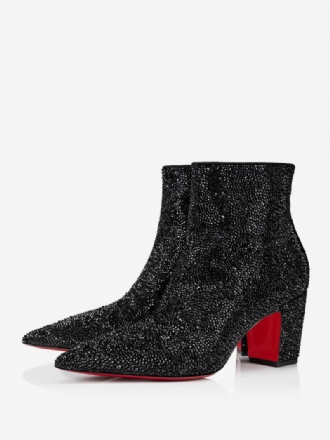 Herrestøvler Chelsea-støvler Svart Glitter Spissetå Rhinestones Prom Party Boots