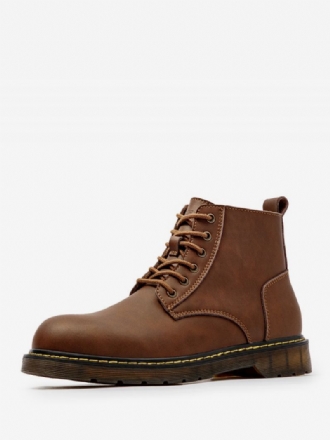 Martin Work Retro Kaffe Brun Kuskinn Runde Toe Combat Boots For Menn