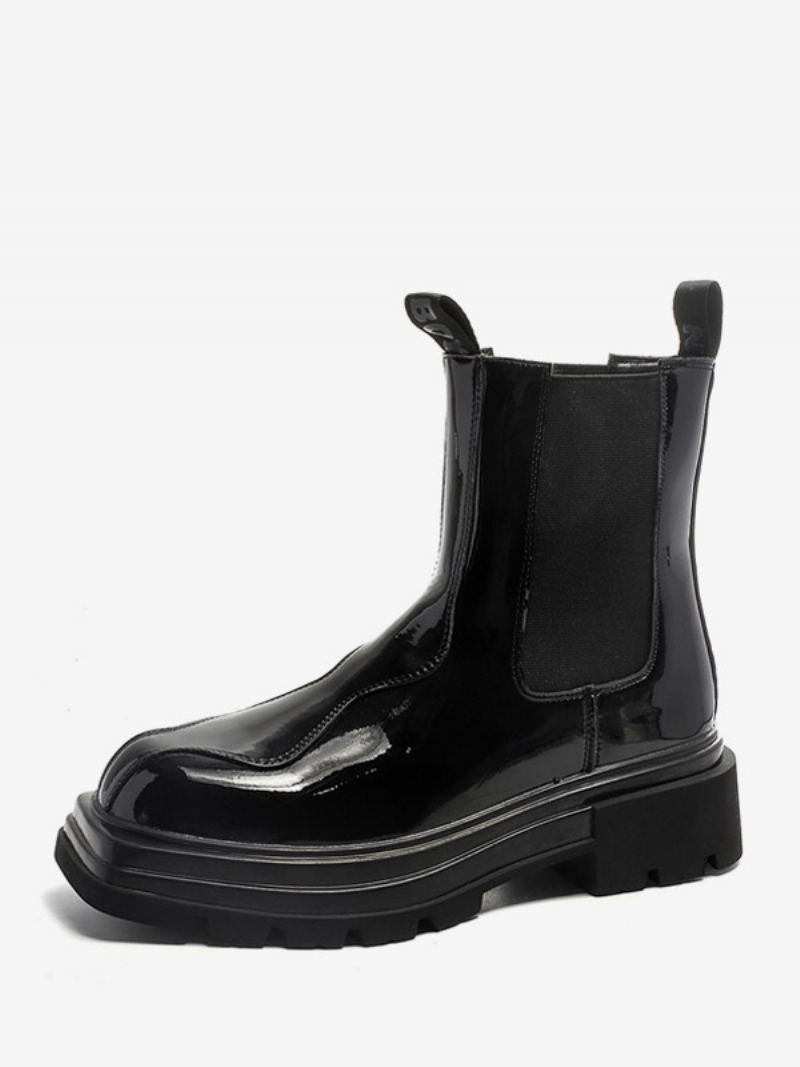 Svarte Ankelstøvler Herre Round Toe Chelsea Boots