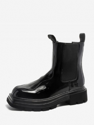 Svarte Ankelstøvler Herre Round Toe Chelsea Boots