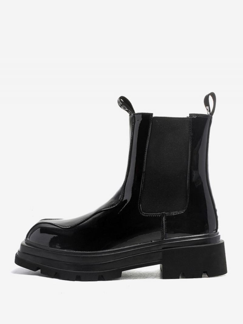 Svarte Ankelstøvler Herre Round Toe Chelsea Boots - Svart