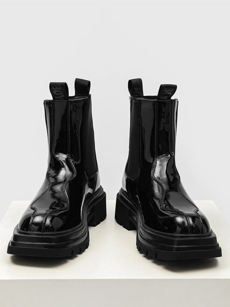 Svarte Ankelstøvler Herre Round Toe Chelsea Boots - Svart