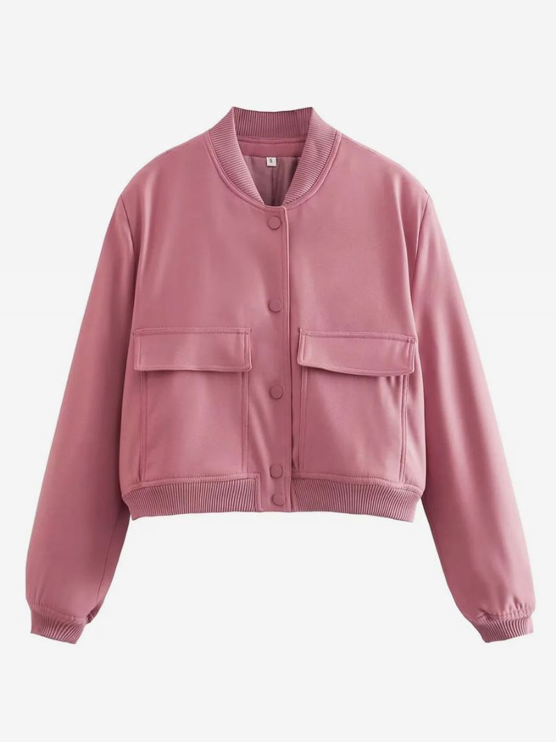 Bomberjakke Casual Street Wear Varsity-jakke For Kvinner - Rosa