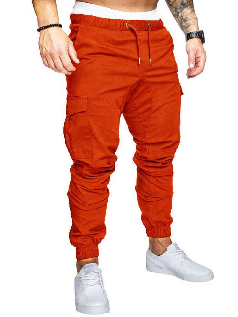 Bukser For Menn Casual Natural Midje Straight Cargo Pant Hvite - Rød