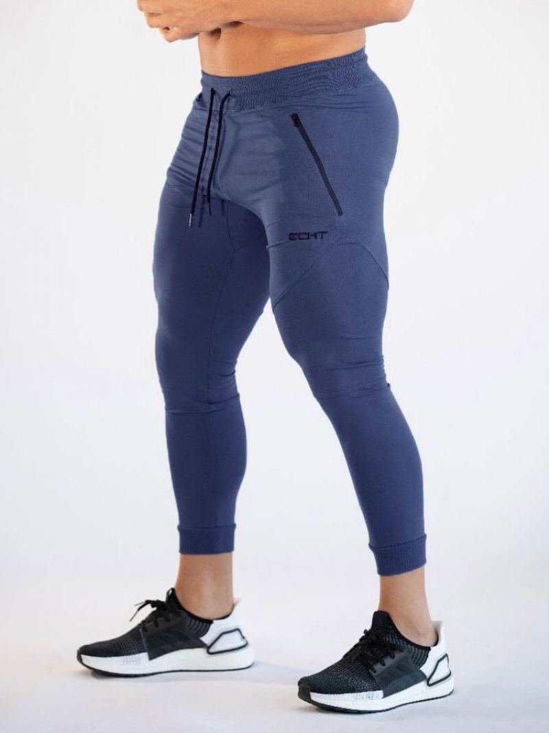 Bukser For Menn Casual Words Print Tapered Fit Joggebukse Grå - Mørk Navy