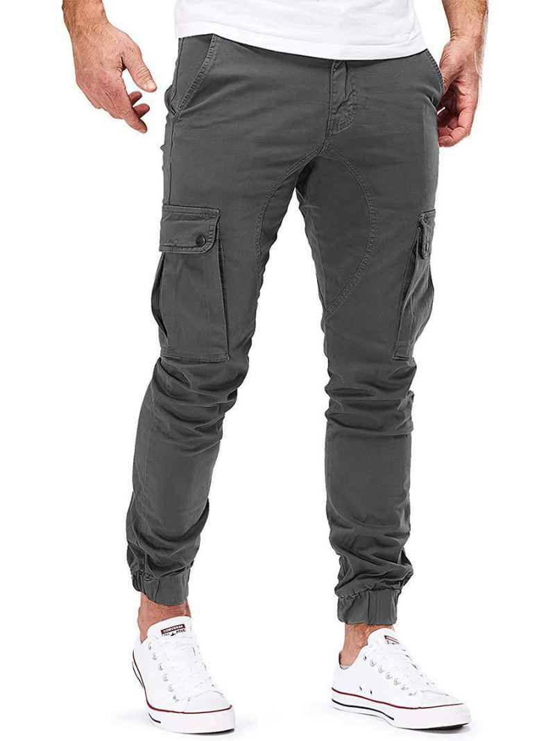 Menn Bukser Uformell Tapered Fit Joggebukse Hunter Green Pants - Deep Grey