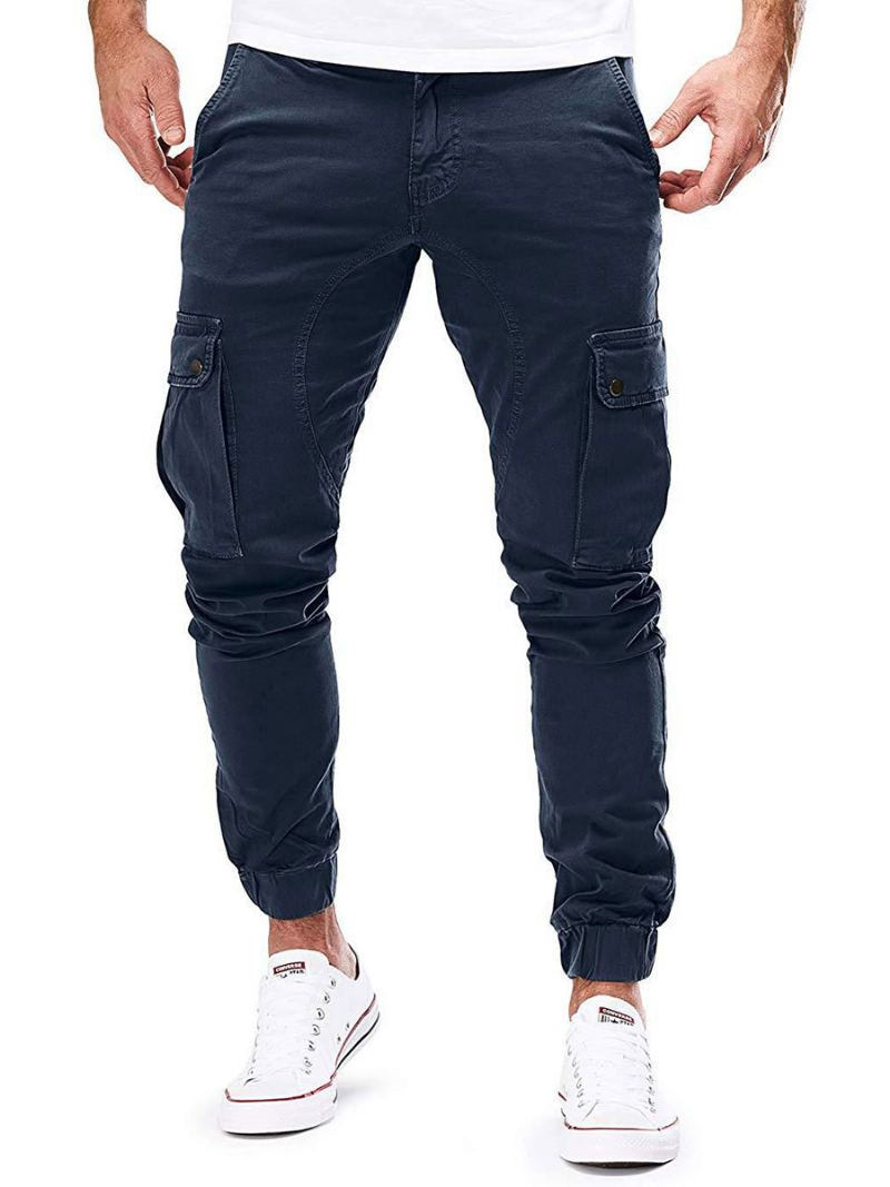 Menn Bukser Uformell Tapered Fit Joggebukse Hunter Green Pants - Dark Navy