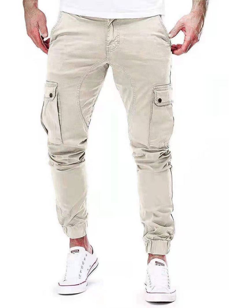 Menn Bukser Uformell Tapered Fit Joggebukse Hunter Green Pants - Beige