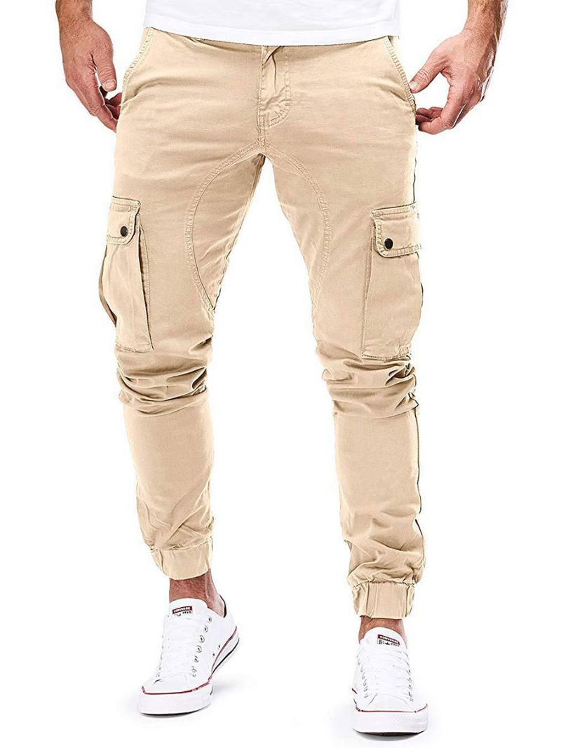 Menn Bukser Uformell Tapered Fit Joggebukse Hunter Green Pants - Khaki