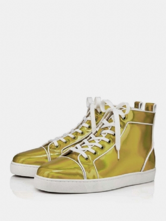 Gylne Metallic Sneakers For Menn Med Høy Topp