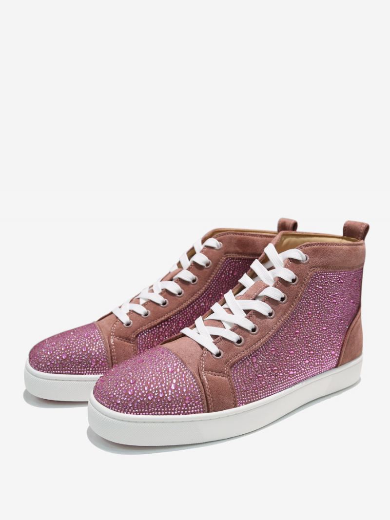 Herre Ball Party Sneakers Sko Slip-on Rhinestones Rundtå Kuskinn