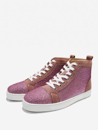 Herre Ball Party Sneakers Sko Slip-on Rhinestones Rundtå Kuskinn