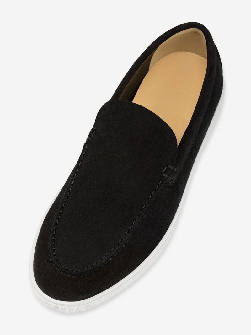 Herre Fritidssko Svart Rund Tå Slip On Loafers - Svart