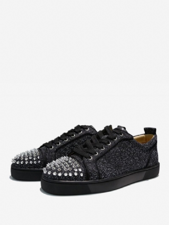 Herre Glitter Rhinestone Rund Toe Low Top Joggesko Med Pigger