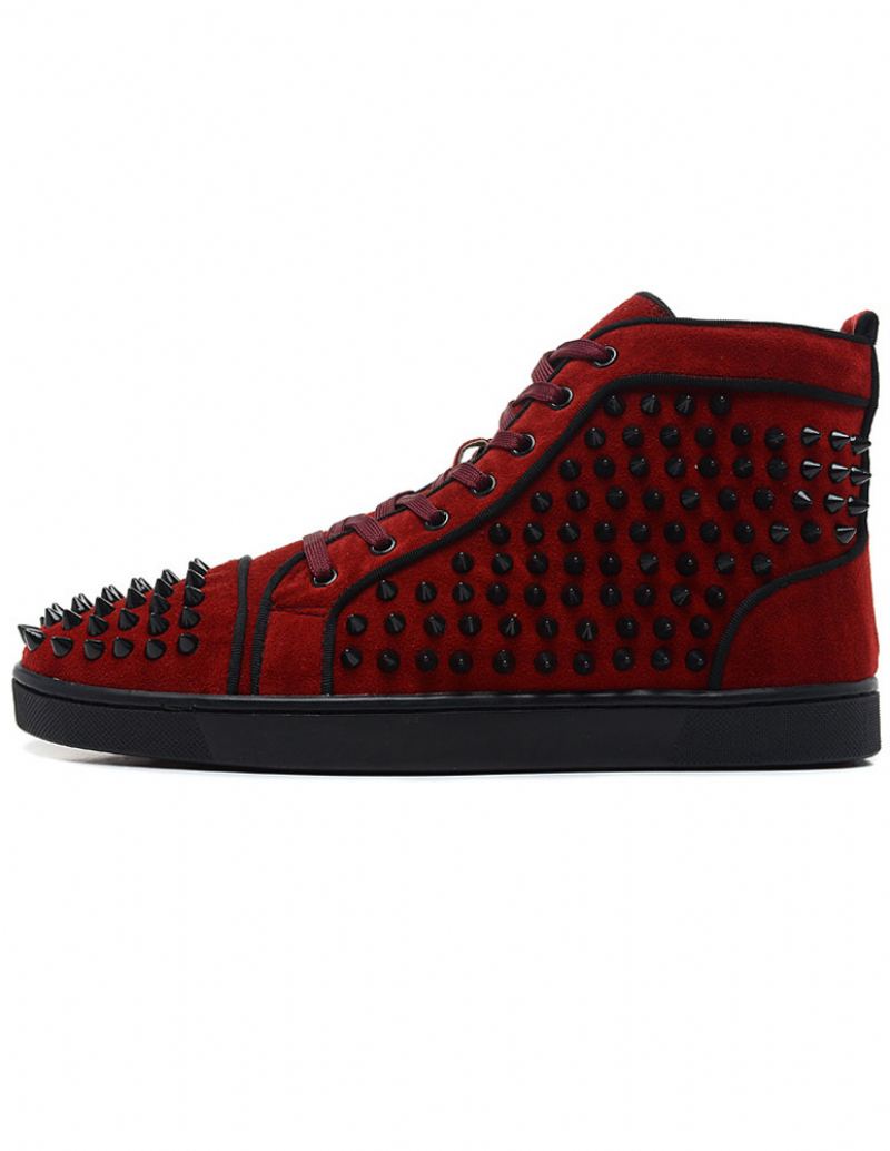 Herre Red Spike Sneakers High Top Skateboard Prom Party - Rød