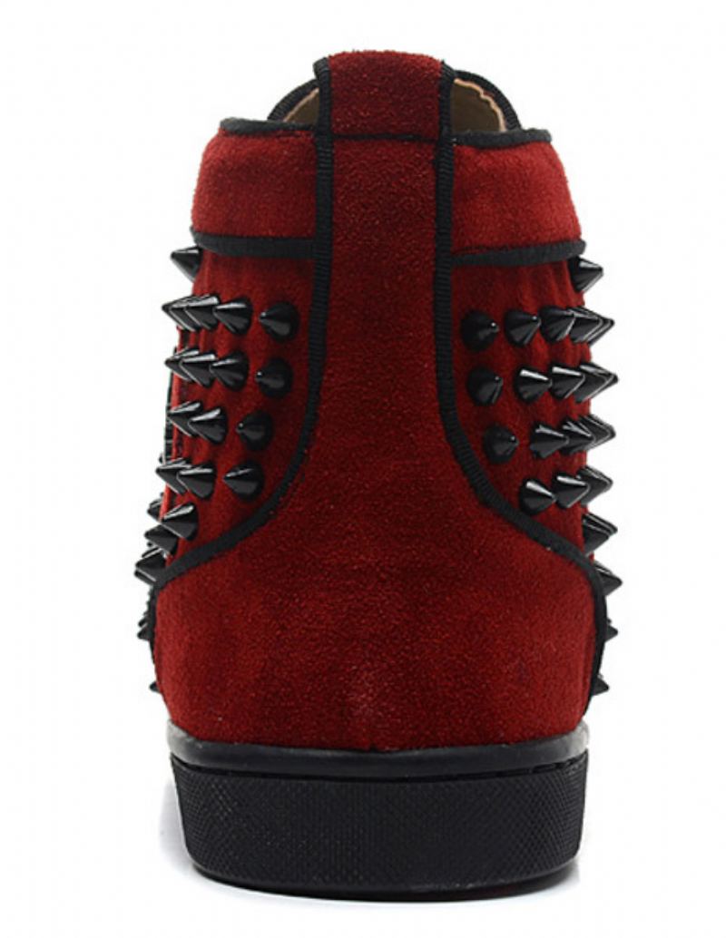 Herre Red Spike Sneakers High Top Skateboard Prom Party - Rød