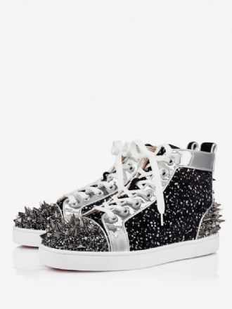 Herre Rhinestones Spiked High Top Sneakers Prom Party Sko