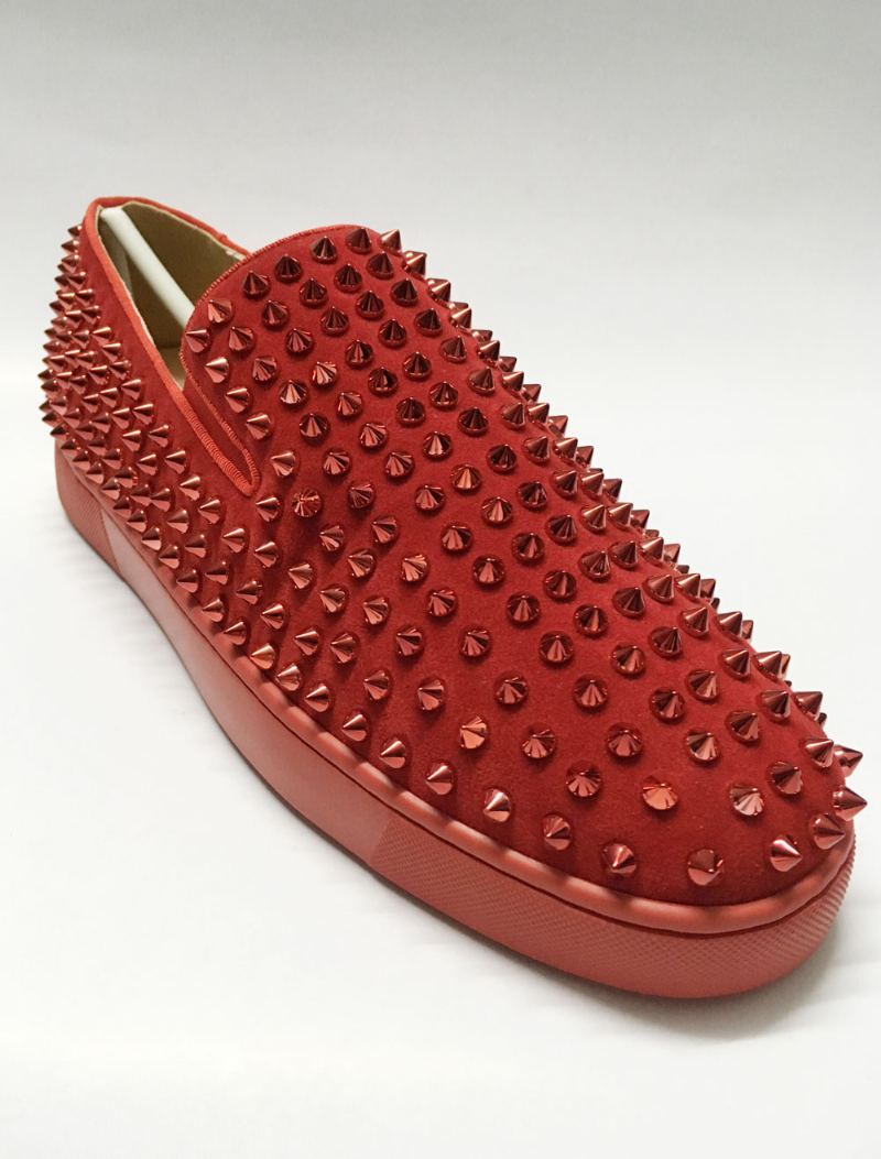 Herre Røde Suede Spikes Slip On Sneakers - Rød