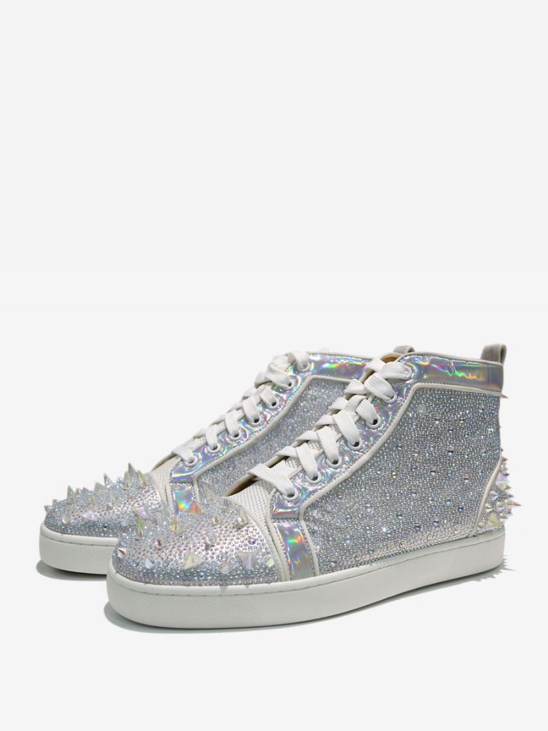 Menns Holographic Rhinestones High Top Prom Party Joggesko Med Spikes