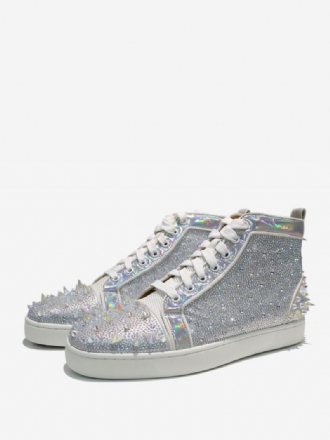 Menns Holographic Rhinestones High Top Prom Party Joggesko Med Spikes