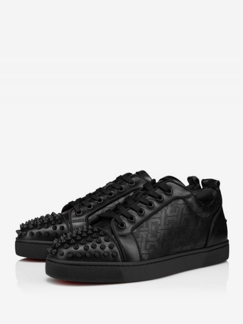 Menns Low Top Menn Røde Joggesko Rund Toe Lace Up Tonal Spikes Prom Sko