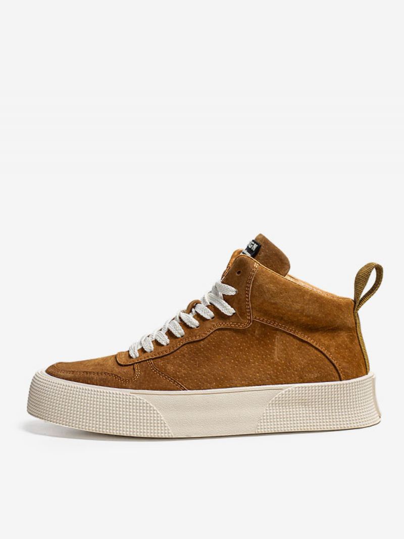 Sneakers For Menn Koselig Kuskinn Rund Toe Causal Sko