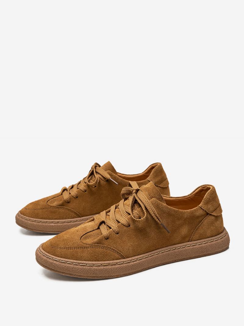 Sneakers For Menn Koselige Semsket Skinn Rund Toe Causal Sko