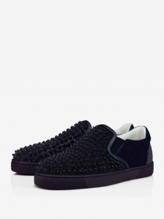 Svarte Casial Sko Herre Rund Toe Slip On Spike