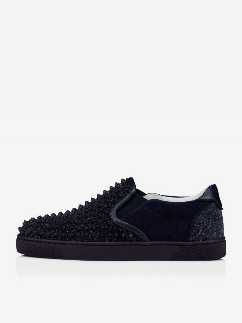 Svarte Casial Sko Herre Rund Toe Slip On Spike - Svart